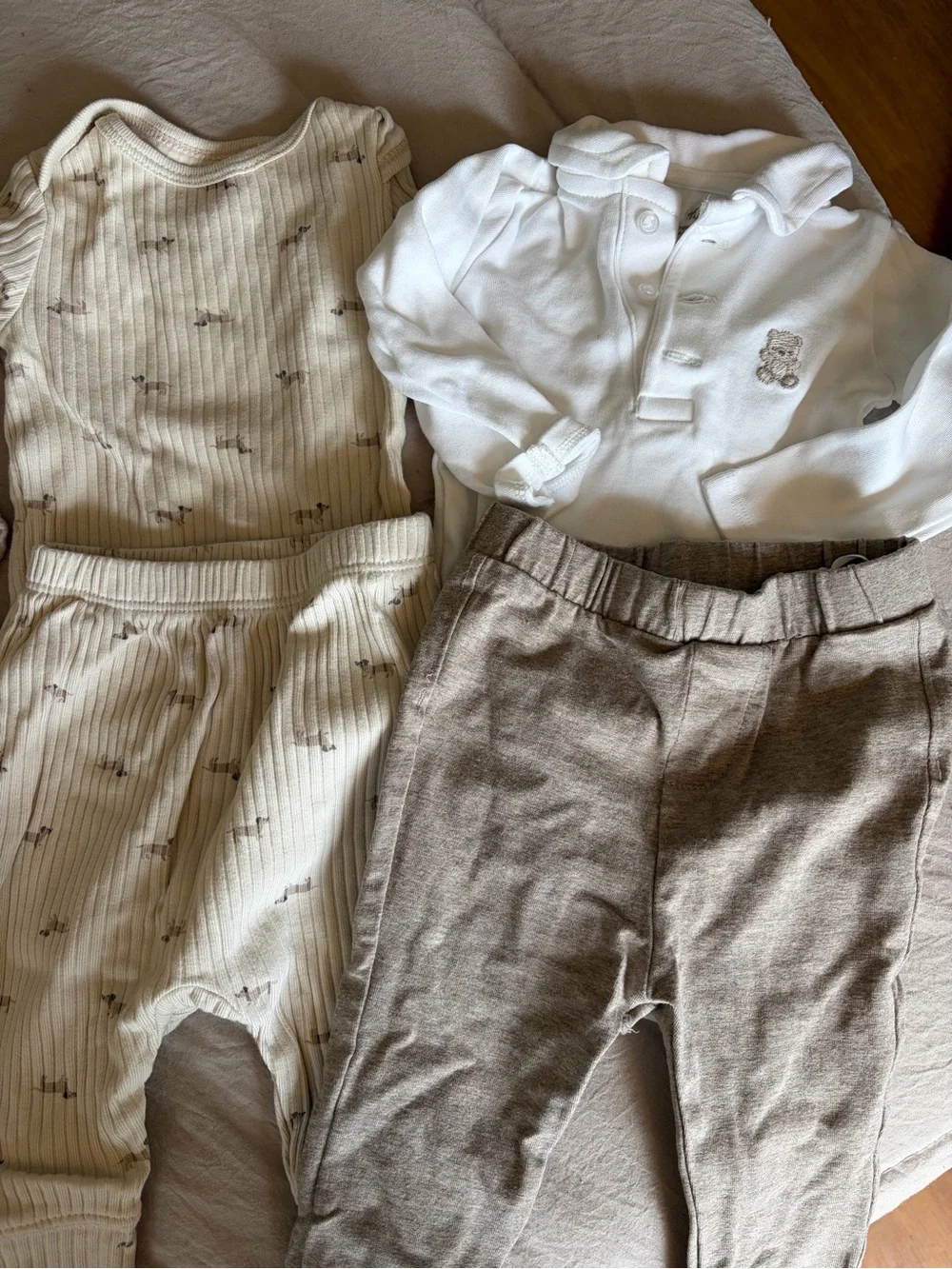 Baby Neutral Mix One-Piece and Bodysuit Set - Soft Beige & Light Blue